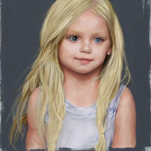 Image similar to 3 year old swedish girl, blonde, hibiscus in hair, artstation
