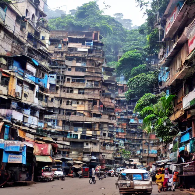 Image similar to streets of mumbai, 2 0 7 0, mossy buildings, high fidelity, uncompressed png, indian caravans