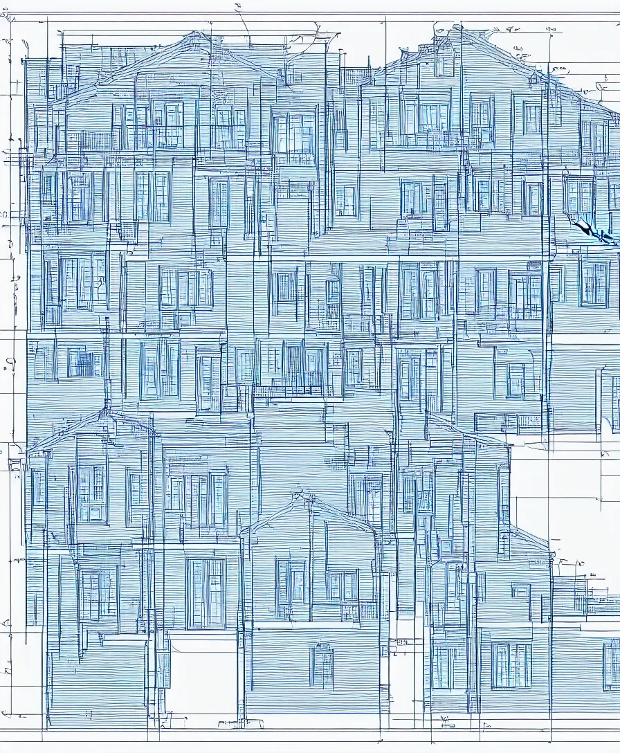 Prompt: architectural blue prints drafting elevation