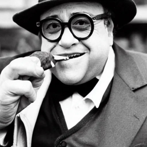 Image similar to Danny Devito smoking a cigar