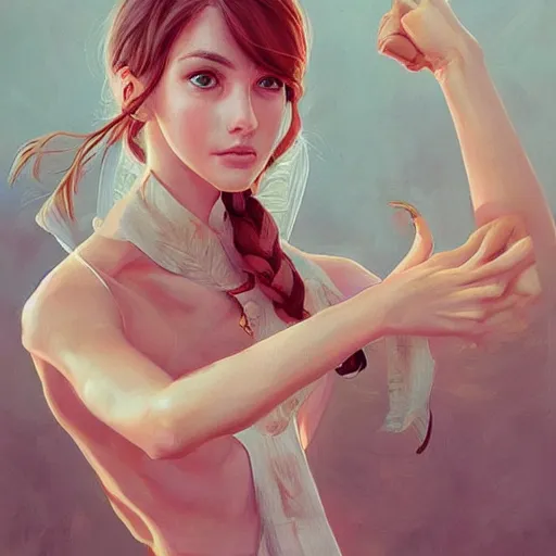 Image similar to a beautiful painting representative of the art style of artgerm and wlop and wes anderson