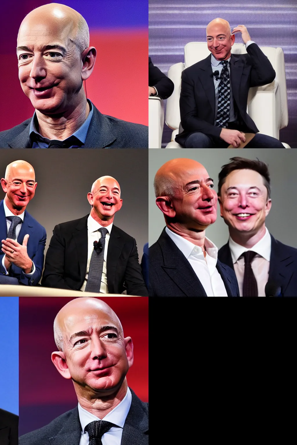 Prompt: jeff bezos looking angrily at elon musk laughing