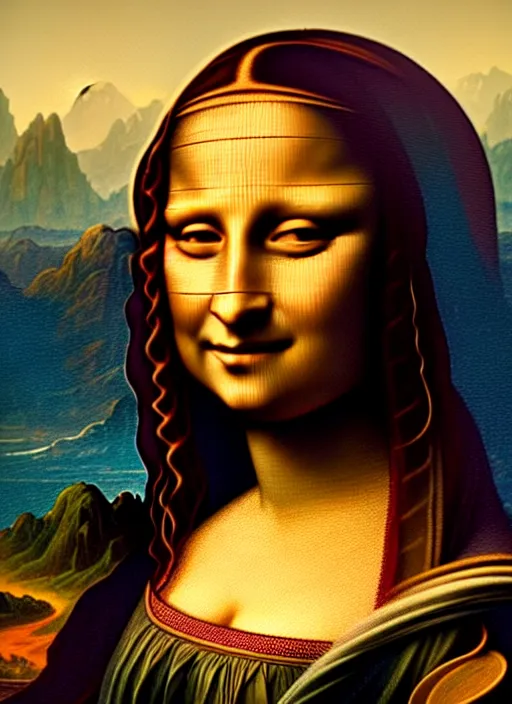 Image similar to Highly detailed portrait of Mona Lisa, Stephen Bliss, unreal engine, fantasy art by Greg Rutkowski, Loish, Rhads, ferdinand knab, Makoto Shinkai and Lois van baarle, ilya kuvshinov, rossdraws, Tom Bagshaw, alphonse mucha, global illumination, radiant light, detailed and intricate environment