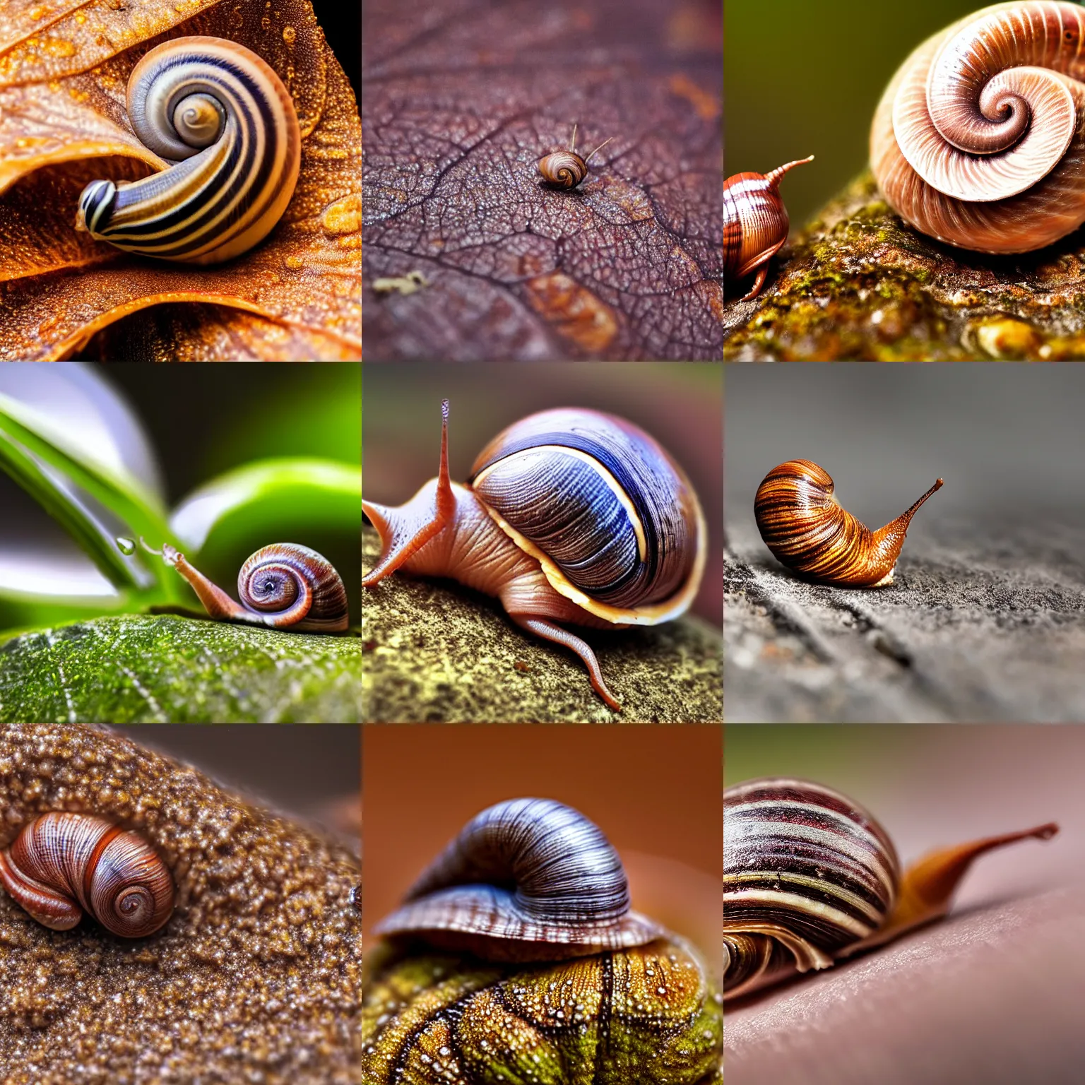 Prompt: award winning photography of an snail, hyper realistic, macro photography, 4k