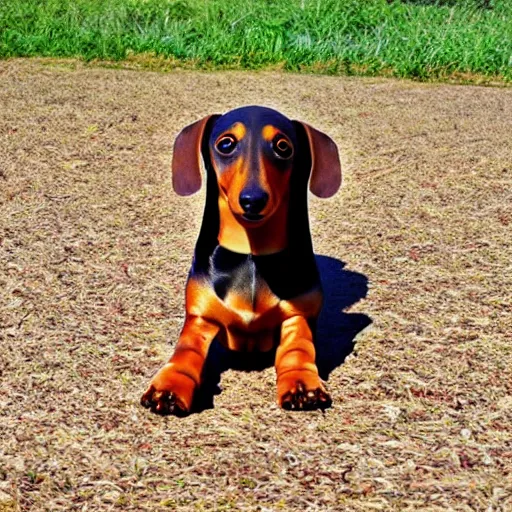 Image similar to realistic photo of a 1000 foot long dachshund dog