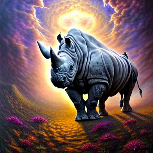 A beautiful detailed rhino in armor, tarot card, by | Stable Diffusion ...
