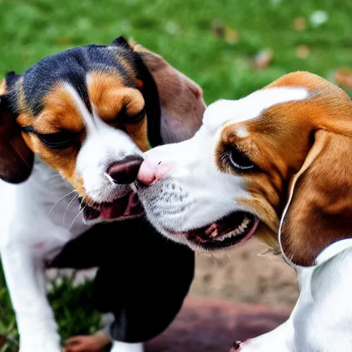 Image similar to beagle dog's fist fighting each other