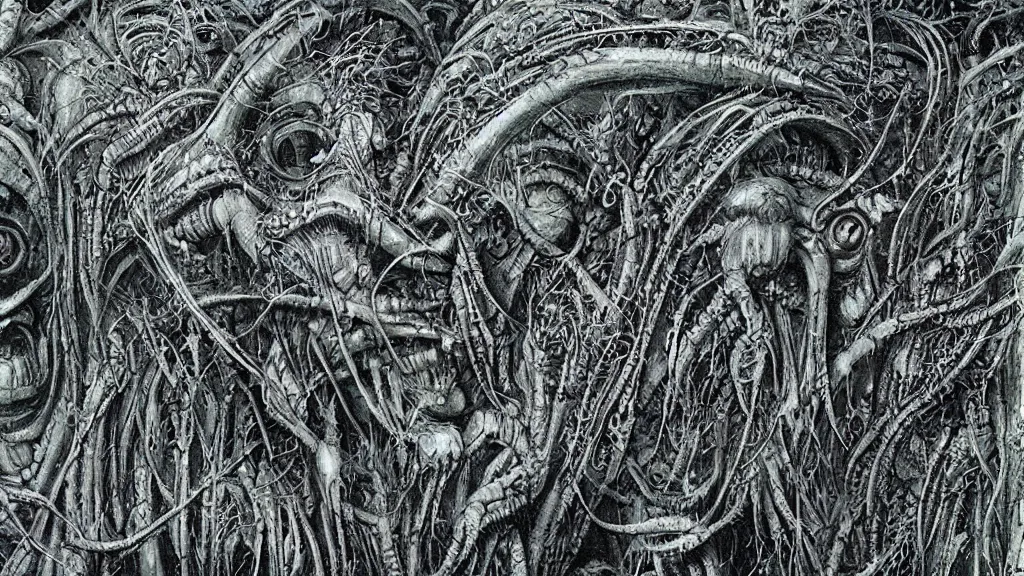 Prompt: alien cannabis landrace field in the style of H.R. Giger, Zdzislaw Beksinski and Todd McFarlane