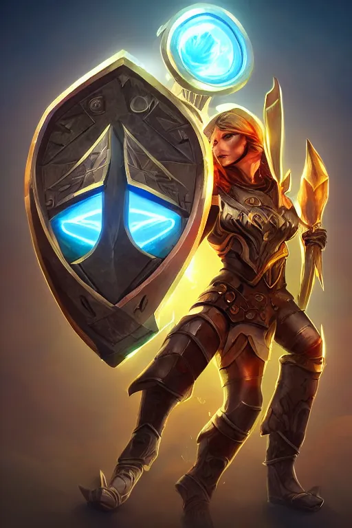 Image similar to shield fantasy epic legends game icon stylized digital illustration radiating a glowing aura global illumination ray tracing hdr fanart arstation by ian pesty and katarzyna da „ bek - chmiel