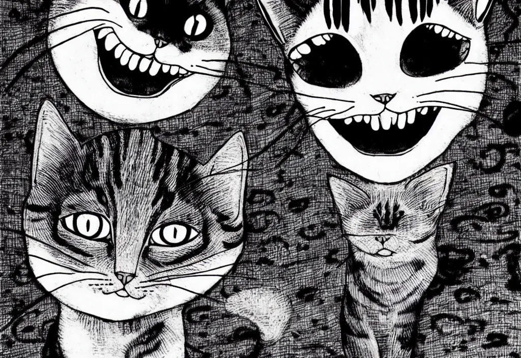 Image similar to smiling cat by junji ito