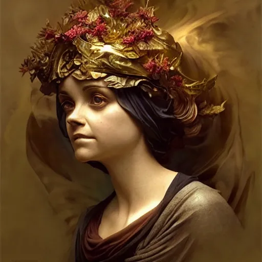 Image similar to beautiful lifelike award winning marble statue bust of christina ricci trending on art station scary artgerm greg rutkowski alphonse mucha museum quality cinematic atmospheric