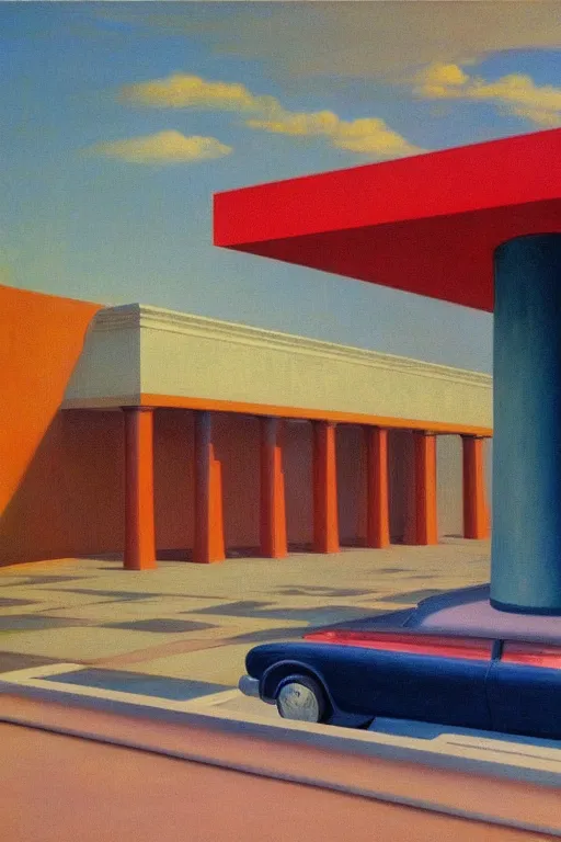 Prompt: liminal vaporwave surrealism, painted by Edward Hopper, airbrush