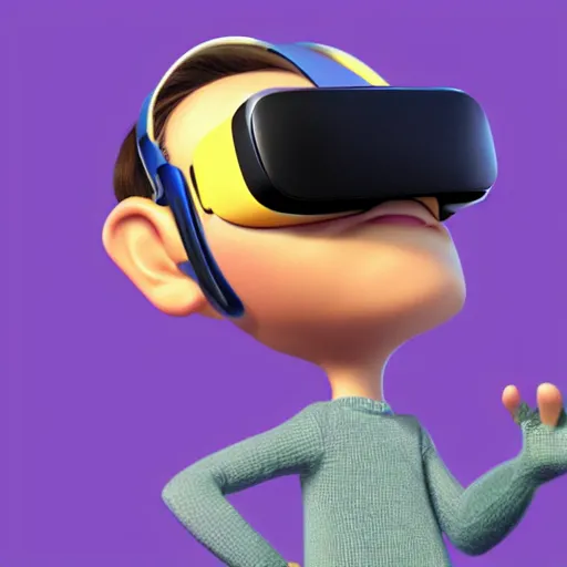 Image similar to pixar character wearing virtual reality digital art