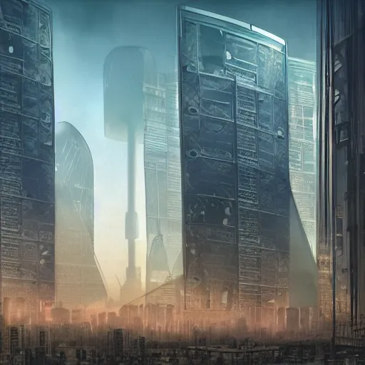 Image similar to dystopian megastructures in city