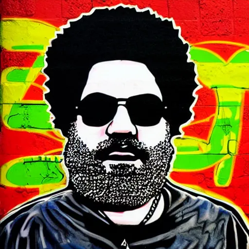 Image similar to jerry garcia egypt portrait in the style of graffiti