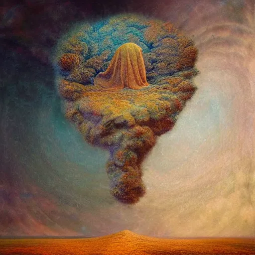 Image similar to a hyper realistic photograph of my hopes floating through a surreal landscape of fears by agostino arrivabene, psychedelic digital art photoreal, fractal, golden ratio, inter dimensional - w 7 6 8