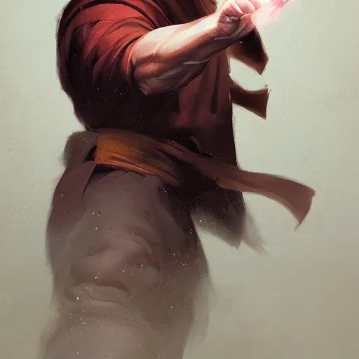 Image similar to A matte oil on canvas portrait of a male martial artist monk by greg rutkowski and artgerm, trending on artstation, dungeons and dragons art