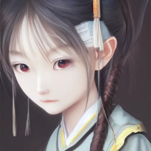 Image similar to ultra-detailed, amazing details, grayish palette, HD semirealistic anime CG concept art digital painting of a Japanese schoolgirl, by a Chinese artist at ArtStation, by Huang Guangjian, Fenghua Zhong, Ruan Jia, Xin Jin and Wei Chang. Realistic artwork of a Chinese videogame, gentle an harmonic colors.