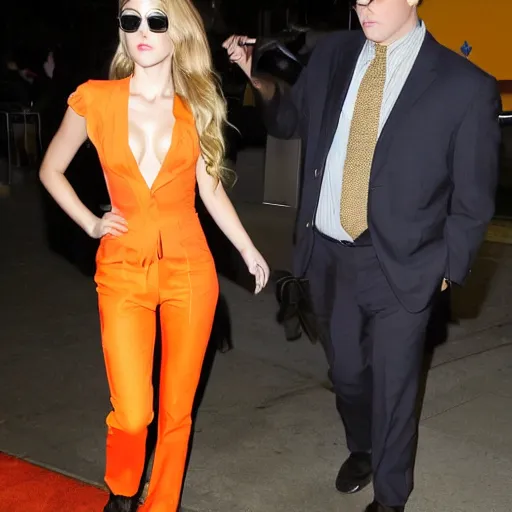 Image similar to Amber Heard in orange prison suit