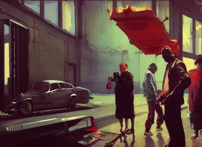 Prompt: a still from gta by francis bacon, surreal, norman rockwell and james jean, greg hildebrandt, triadic color scheme, by greg rutkowski, in the style of francis bacon and edward hopper and beksinski, dark surrealism, grand theft auto video game