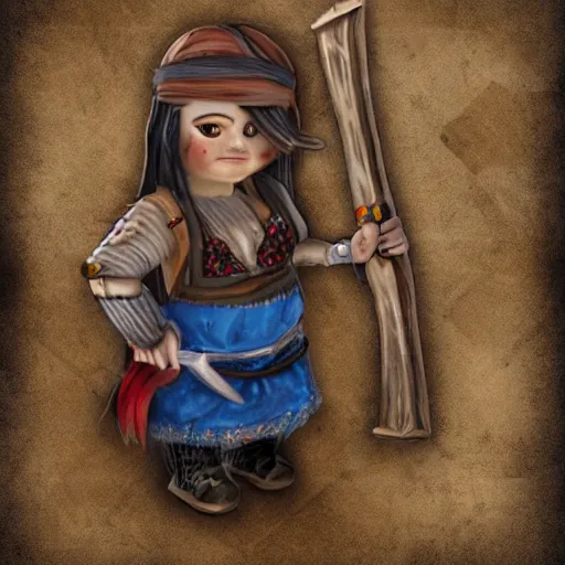 Image similar to bearded dwarf girl with axe, background bridge