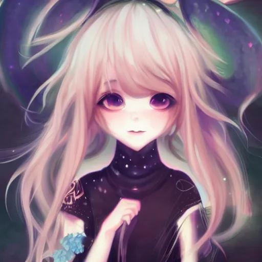 Prompt: detailed character concept portrait painting of cute neko girl, high fantasy, elegant, art station, pixiv, trending, editor’s pickup