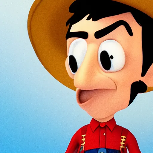 Image similar to detailed cartoon portrait of nathan fielder cowboy dancing, pixar, sharp high quality