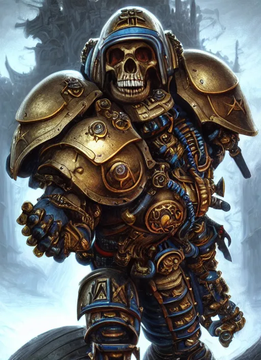 Image similar to chaplan with skull helm, extremly detailed digital painting, warhammer 4 0 k, strong rim light!!!!!, justin gerard, raymond swanland, tomasz alen kopera, unreal engine 5, intricate, exquisite lighting, highly detailed, cinematic lighting, art, octane render, very coherent, cinematic, 8 k, trending on artstation