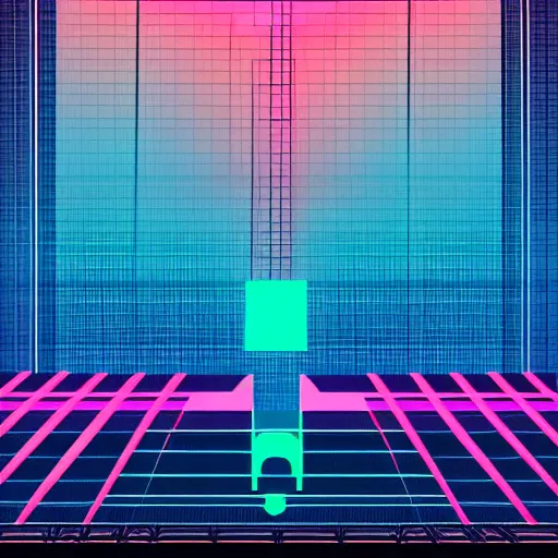 Image similar to minimalist poster of a synthwave wireframe intergalactic planetary future space vehicles that look super stylish. neofuturism. grid. lines