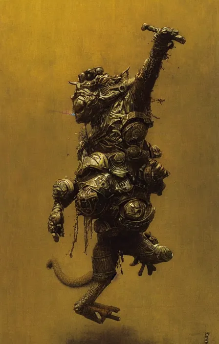 Image similar to armored monkey warrior, beksinski, ruan jia,