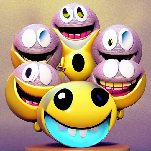 Prompt: emoji funny happy smilley 3d cartoon Digital art midjourney stylized