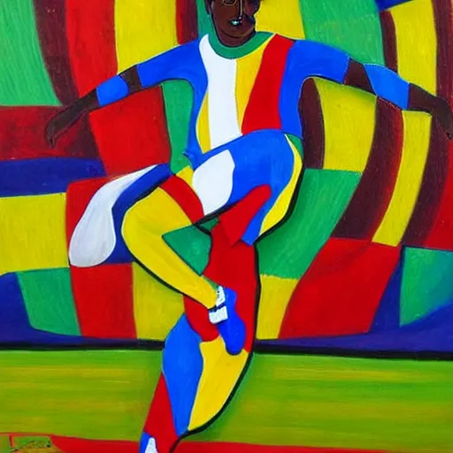 Image similar to a very detailed painting of luis nazario de lima ronaldo dance samba,