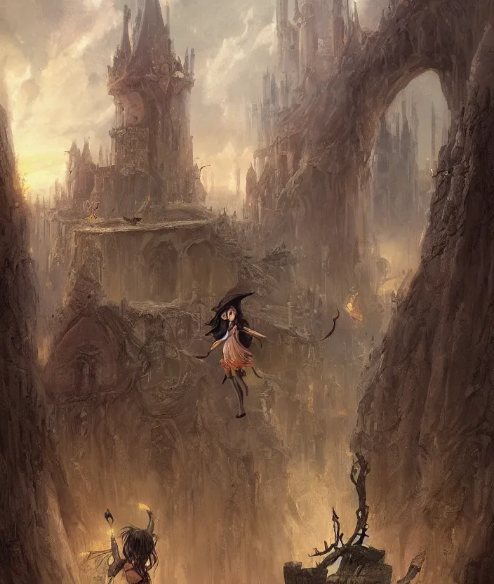 Image similar to Fantasy concept art of a witch girl standing on a palace room by William-Adolphe Bouguerea, highly detailded