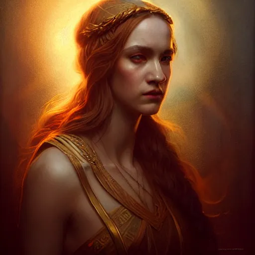 Prompt: majestic gracious regal seductive oracle of delphi portrait, ancient greece, atmospheric lighting, painted, intricate, volumetric lighting, beautiful, rich deep colours masterpiece, golden hour, sharp focus, ultra detailed, by leesha hannigan, ross tran, thierry doizon, kai carpenter, ignacio fernandez rios
