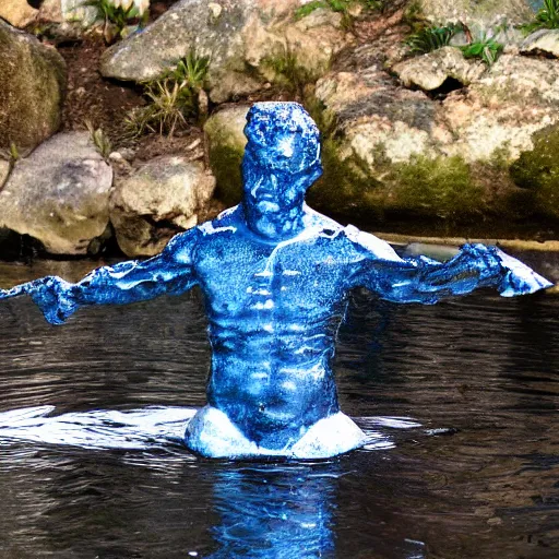 Prompt: man made of water