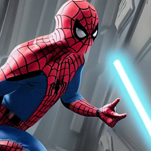 Image similar to a film still of spiderman in star wars realistic, detailed