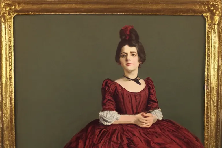 Prompt: a full body portrait of Rosalía as an Victorian-era Girl, oil painting