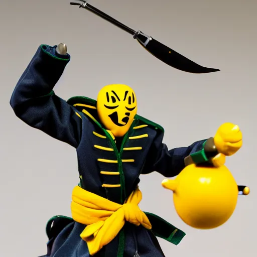 Image similar to korosensei from ansatsu kyoushitsu, actionfigure, product shoot, studio lighting