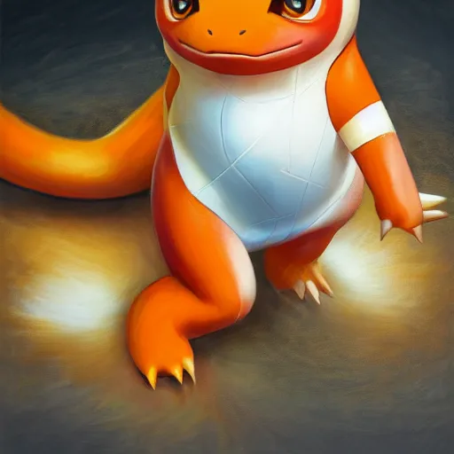 Prompt: highly realistic pokemon charmander, oil on canvas, intricate, portrait, 8 k highly professionally detailed, hdr, cgsociety