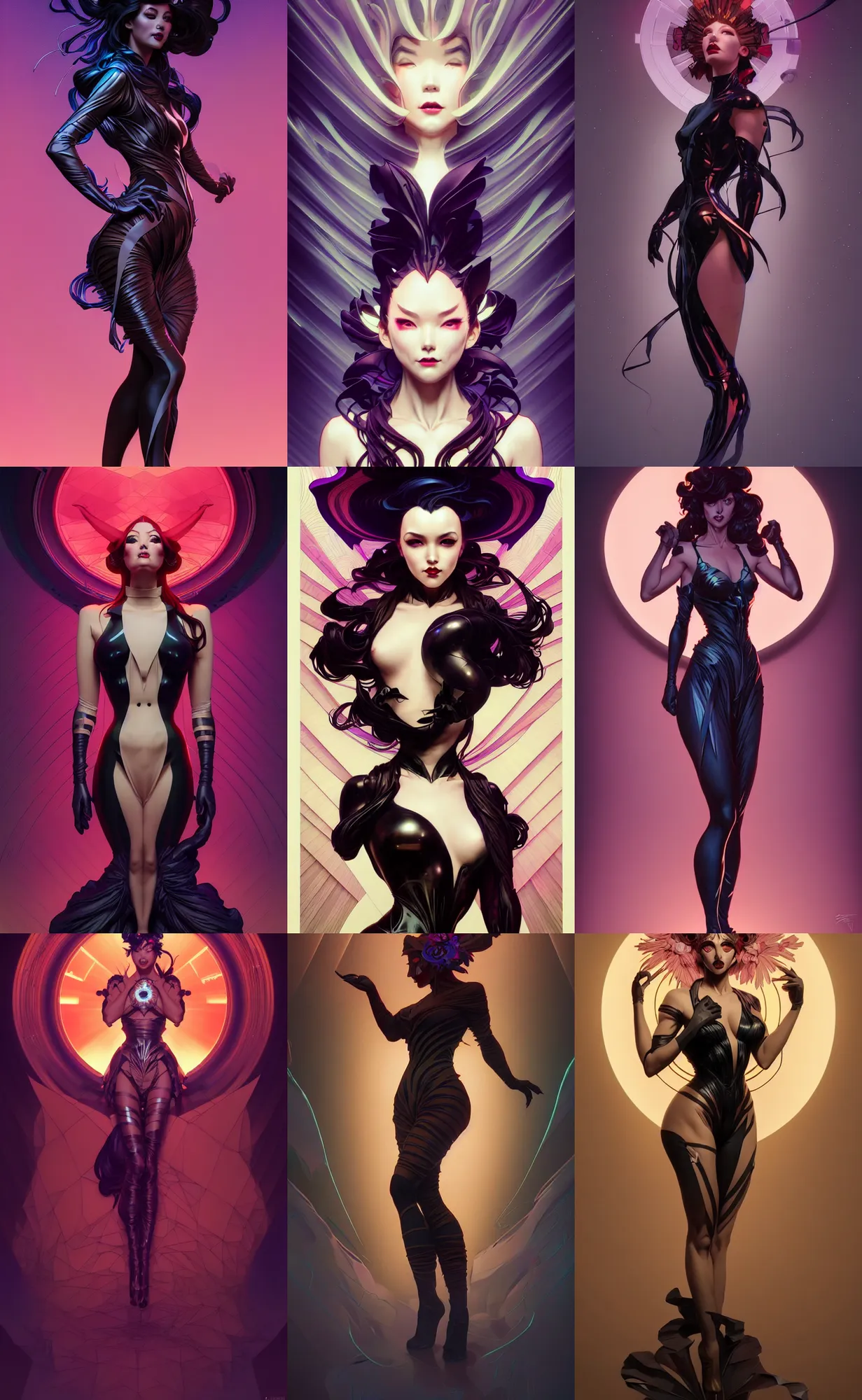 Image similar to digital concept art by artgerm, tooth wu, dan mumford, beeple, rossdraws, james jean, marc simonetti and alphonse mucha. just one lonely black tape project attctive showgirl!! full body!! contour light effect!! hd, 4 k, stage light. octane render. sharp edge. ultra clear detailed