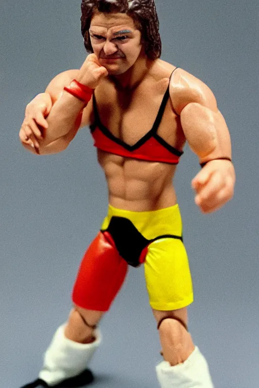 Prompt: volodymyr zelenskyy as a 1 9 8 0 s wrestling action figure