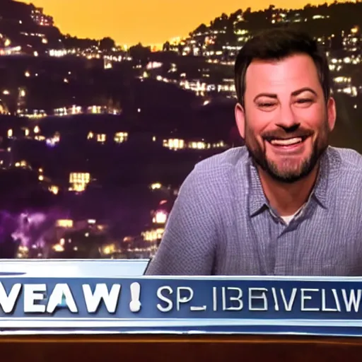 Prompt: a supernova being interviewed on the jimmy kimmel show