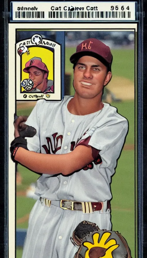 Image similar to baseball card for catty mccat, the first professional feline player