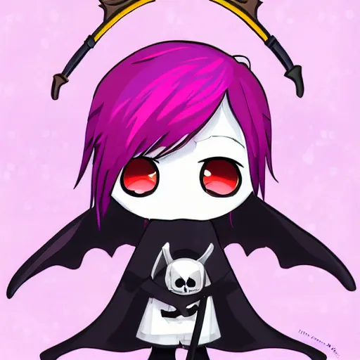 Image similar to the most cutest adorable happy picture of death, death with a cute scythe, chibi style, adorably cute, enhanched, deviant adoptable, digital art Emoji collection