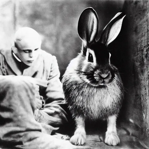Prompt: a rabbit in the movie 1917