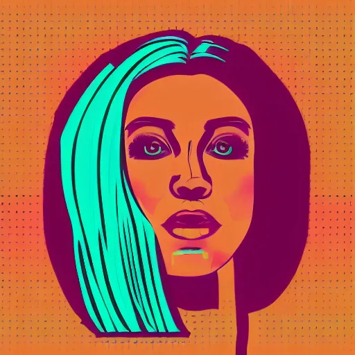 Image similar to ! dream a portrait of my wife, in retro colors, synthwave style, 2 d digital vector art