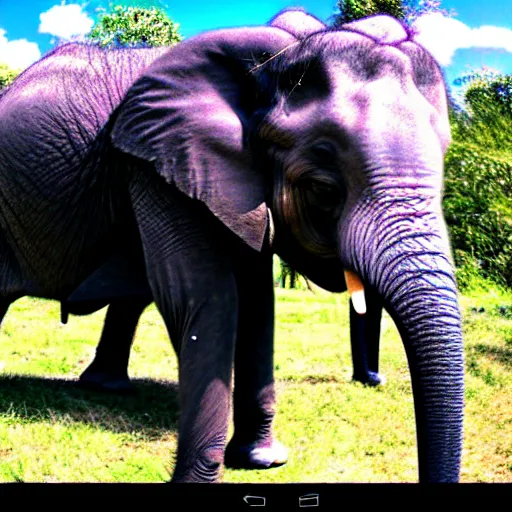 Prompt: screenshot go pro footage elephant