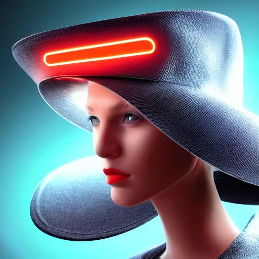 Image similar to a hat from the future, cyberpunk, highly detailed, epic lighting, hyper photorealism, 8 k