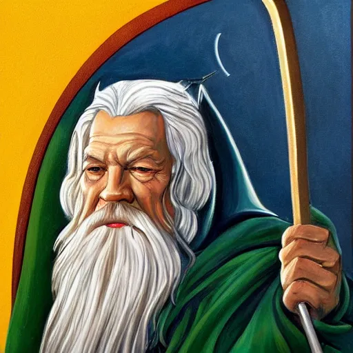 Prompt: gandalf as art deco, painting