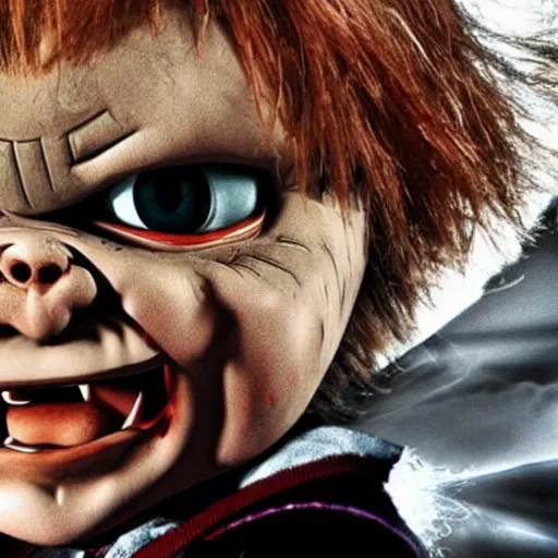 Prompt: screaming chucky doll and emma watson in new harry potter movie, poster